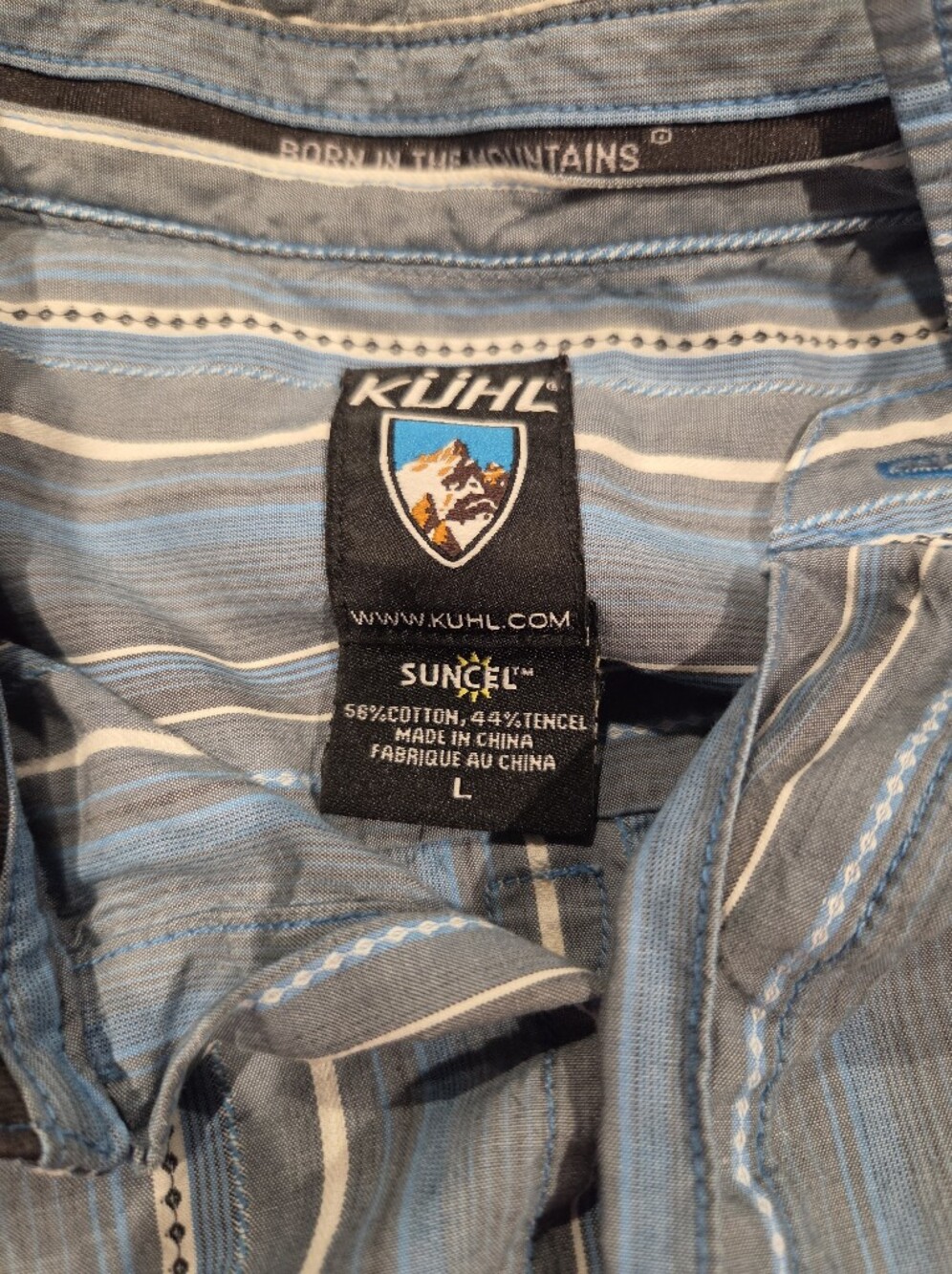 Kuhl Size L Suncel Bkue Striped Hiking Shirt - Picture 4 of 5